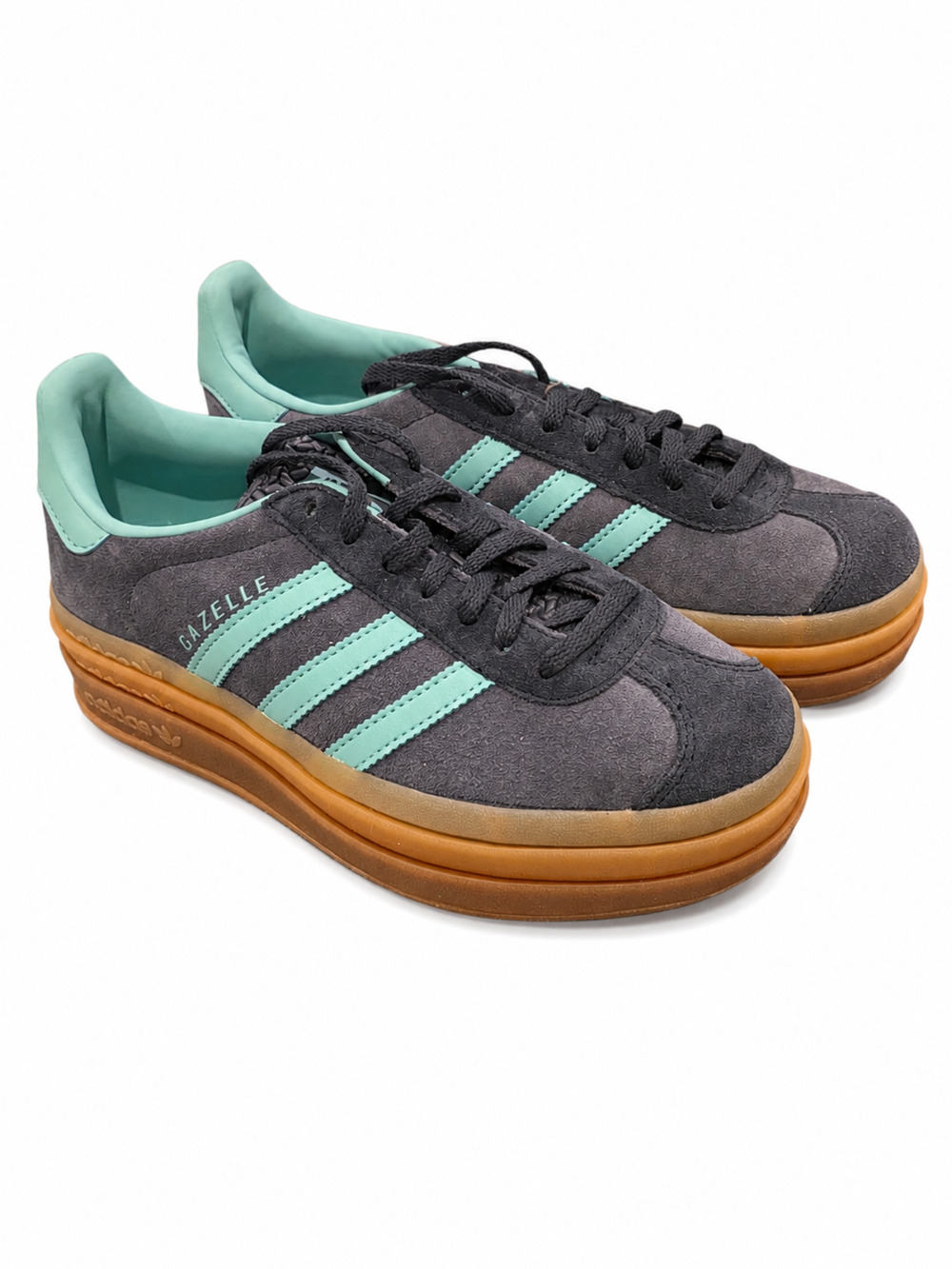 Adidas Gazelle Bold Sneakers Women 7.5 Navy Mint Suede Platform Streetwear NWOB